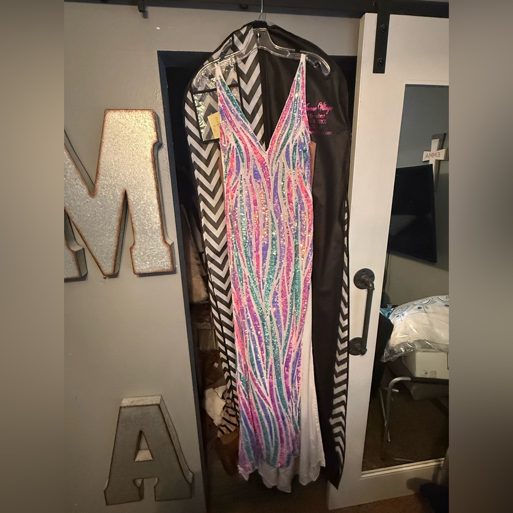 Johnathan Kayne Multicolor Sequin Prom Dress
